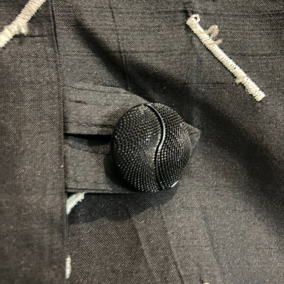 Vintage LOUIS SIMON for La "Libellule" Black White Silk Tunic Jacket Button Up - Picture 8 of 9
